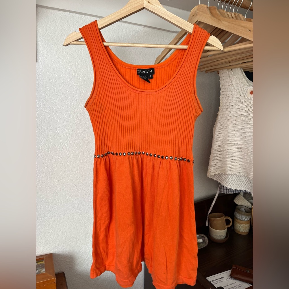 Tracy M Bold Orange Ribbed Top